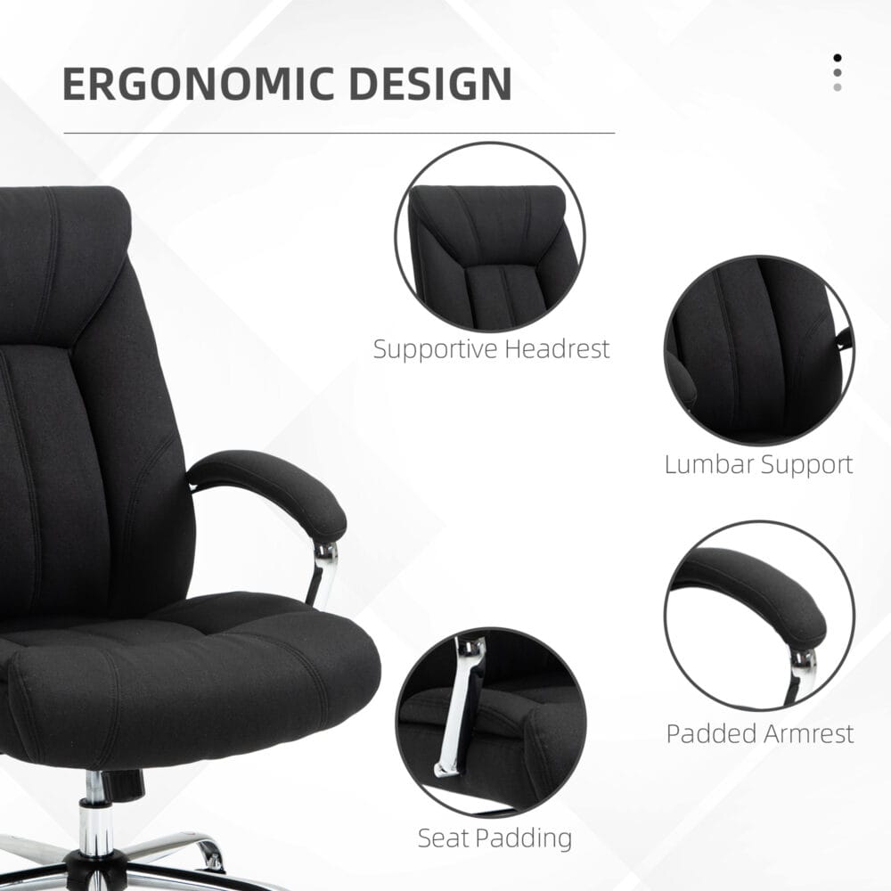 Bürostuhl mit Wippfunktion ergonomisch Schwarz