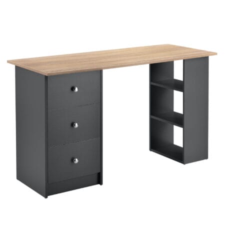 Schreibtisch Lemberg 120x50x72 cm mit Schubladen und Regal Holz