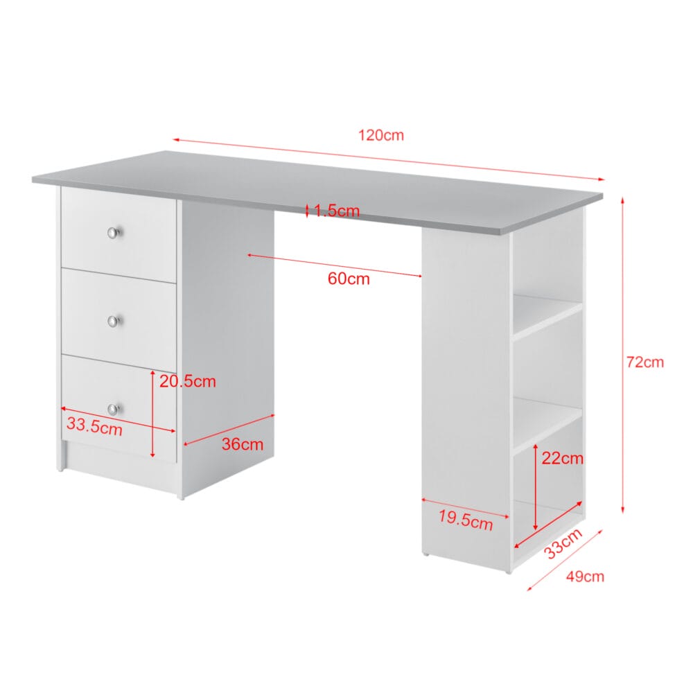 Schreibtisch Lemberg 120x50x72 cm Hellgrau