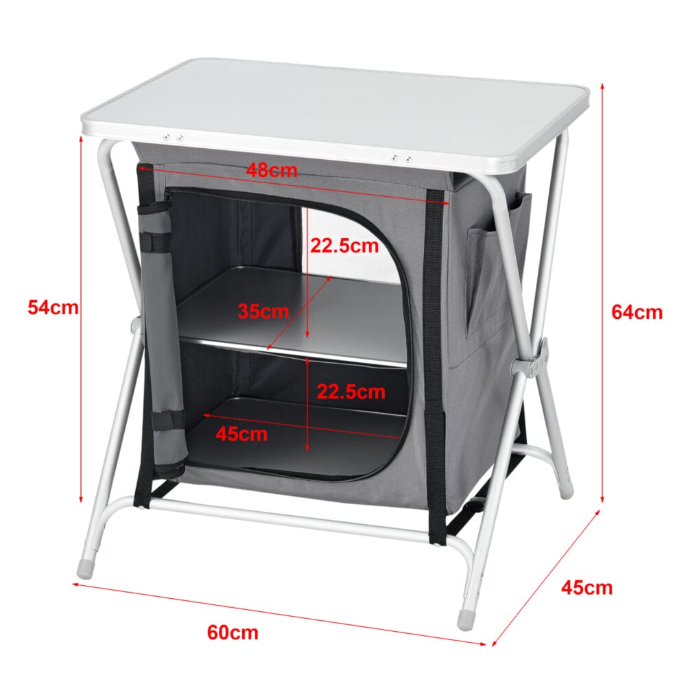 Campingschrank Tullinge mit Arbeitsplatte 60x45x64cm Dunkelgrau