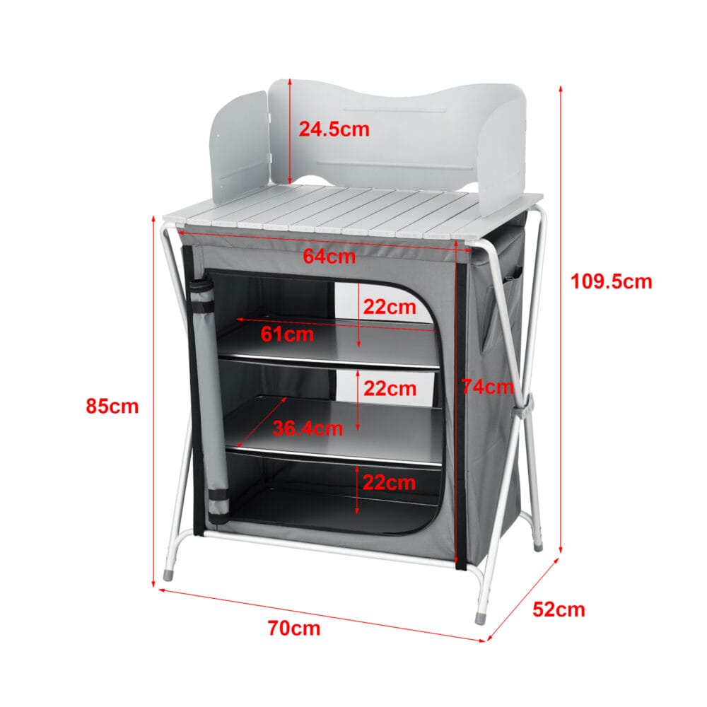 Campingschrank Tullinge mit Arbeitsplatte 70x52x109,5cm