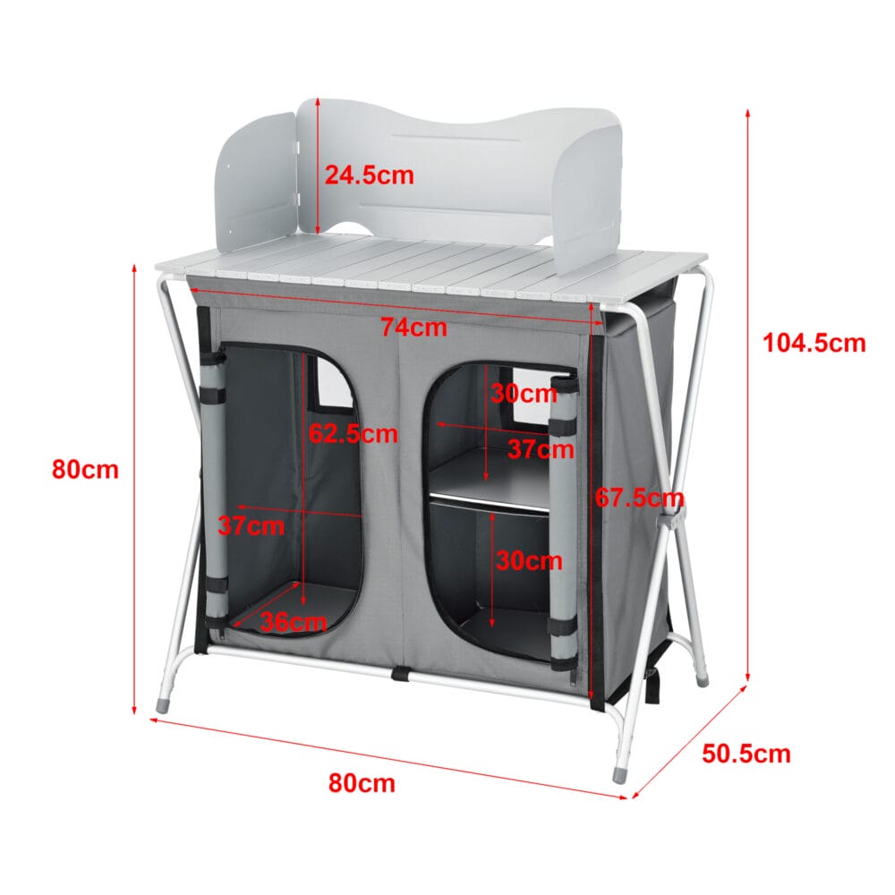 Campingschrank Tullinge mit Arbeitsplatte 80x50,5x104,5cm