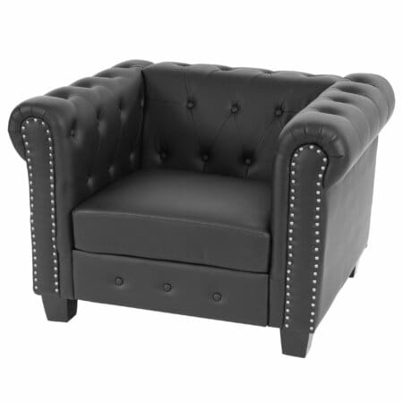 Chesterfield Lounge Sessel eckige Füsse schwarz