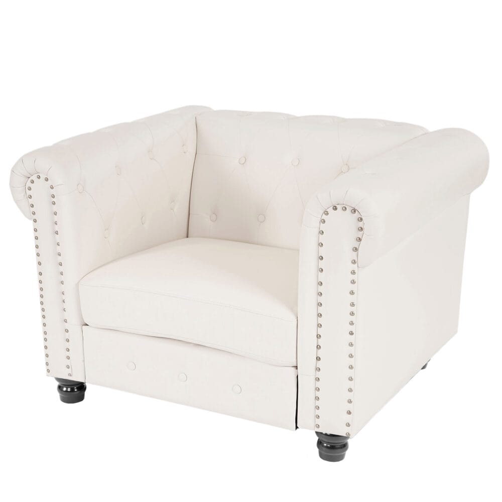 Chesterfield Lounge Sessel ~ runde Füsse weiss