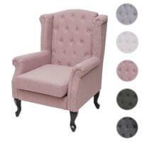 Chesterfield Sessel Ohrensessel Stoff vintage rosa