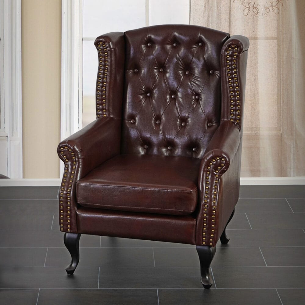 Chesterfield Sessel Ohrensessel ~ antik-braun