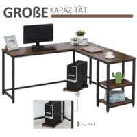 Computertisch L-förmiger Eckschreibtisch mit PC Halter 150x150x76cm