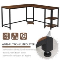 Computertisch L-förmiger Eckschreibtisch mit PC Halter 150x150x76cm