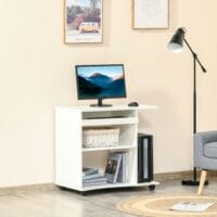 Computertisch mit Rollen Regal mobiler Schreibtisch 80x50x75cm