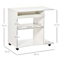 Computertisch mit Rollen Regal mobiler Schreibtisch 80x50x75cm