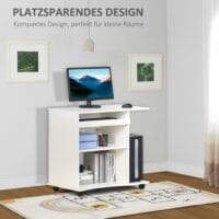Computertisch mit Rollen Regal mobiler Schreibtisch 80x50x75cm