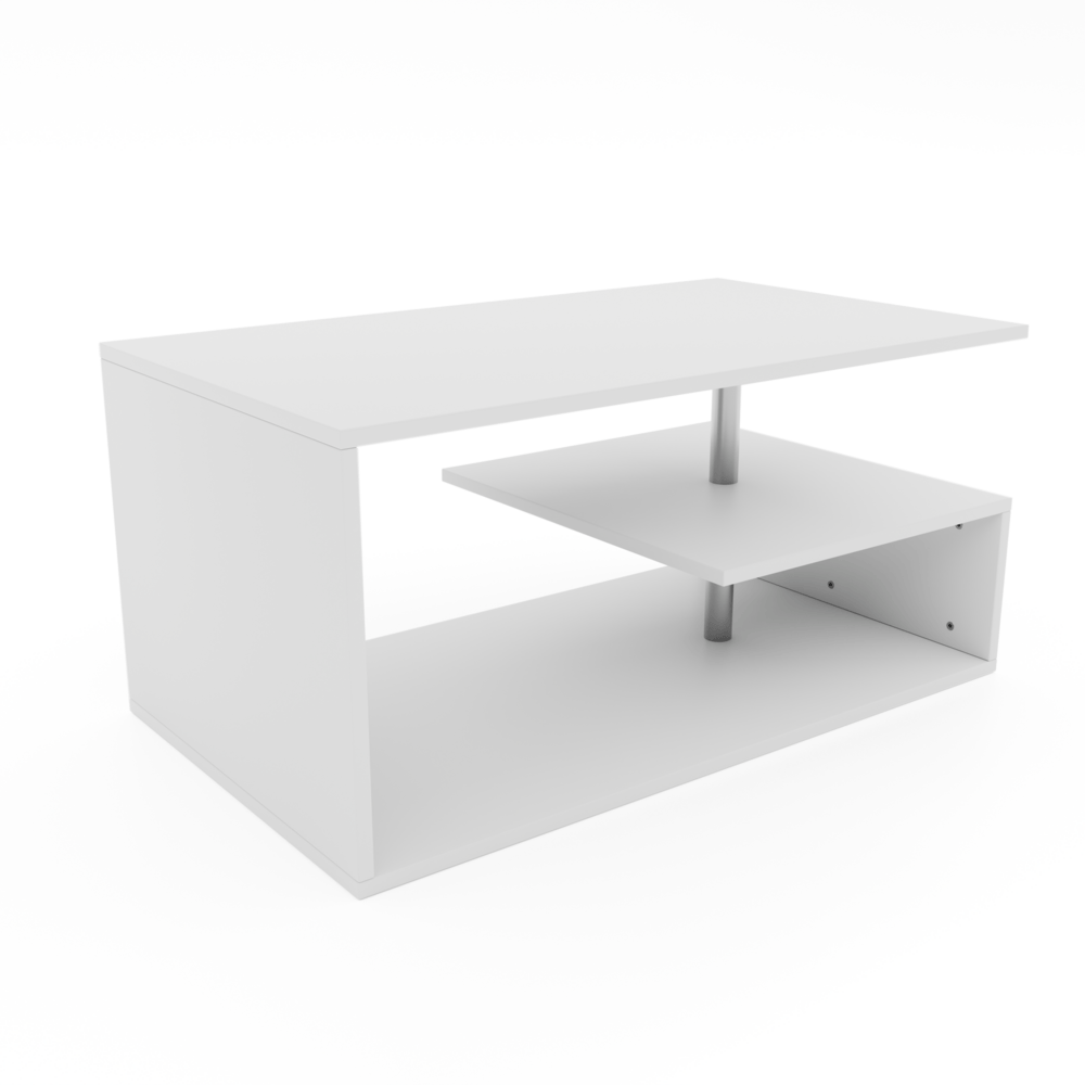 Couchtisch 90x50cm Modern mit Stauraum Weiss