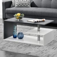 Couchtisch Harleem 90x50 cm mit Ablage Weiss/Grau