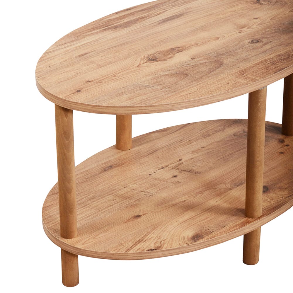 Couchtisch Højreby mit unterer Ablage 43x70x44cm Oval Holzoptik