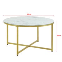 Couchtisch Uppvidinge 45x80cm Marmor. weiss/Gold