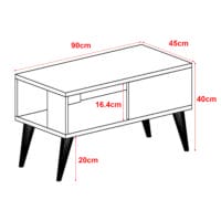 Couchtisch Ludvika 40x90x45cm Walnussoptik/Weiss