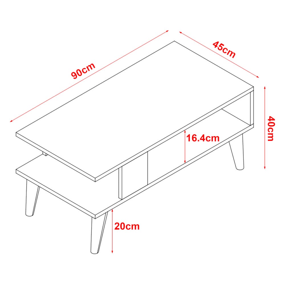 Couchtisch Lycksele 40x90x45cm Walnussoptik/Weiss