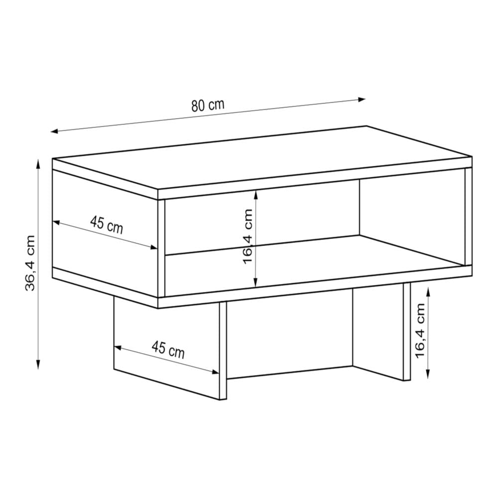 Couchtisch Mjölby 36.4x80x45cm Weiss/Anthrazit