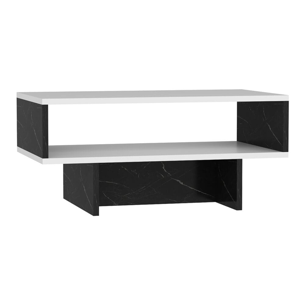 Couchtisch Mjölby 36.4x80x45cm Weiss/Marmor schwarz