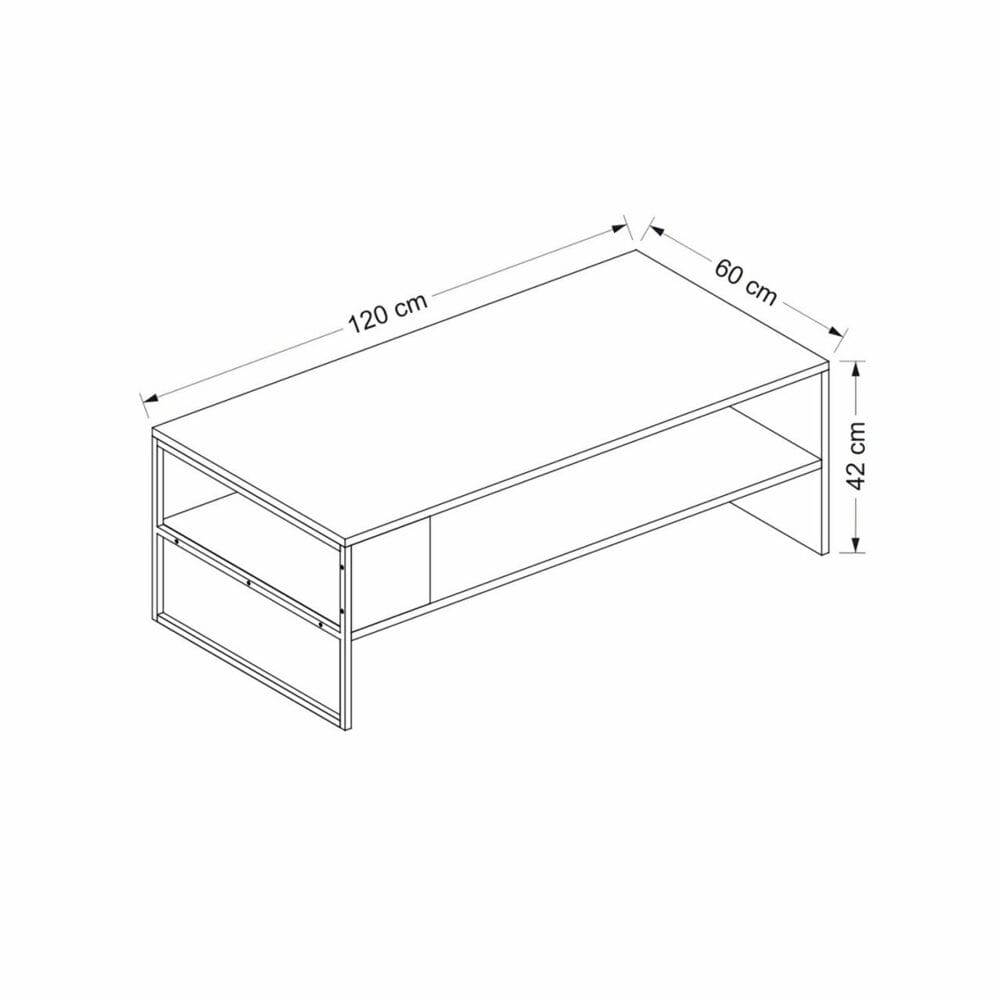 Couchtisch Ejby 42x120x60cm Weiss/Schwarz