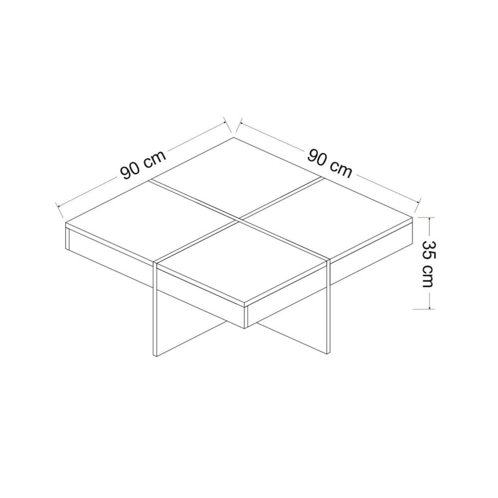 Couchtisch Fjerritslev 35x90x90cm Marmoroptik Schwarz