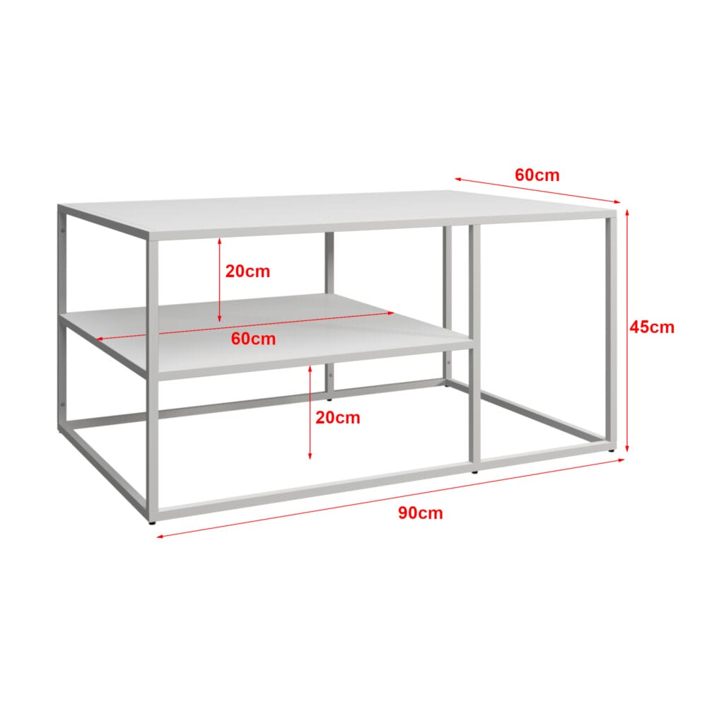 Couchtisch Solund 45x90x60cm Weiss. matt