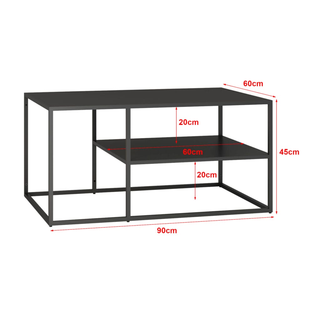 Couchtisch Solund 45x90x60cm Schwarz. matt