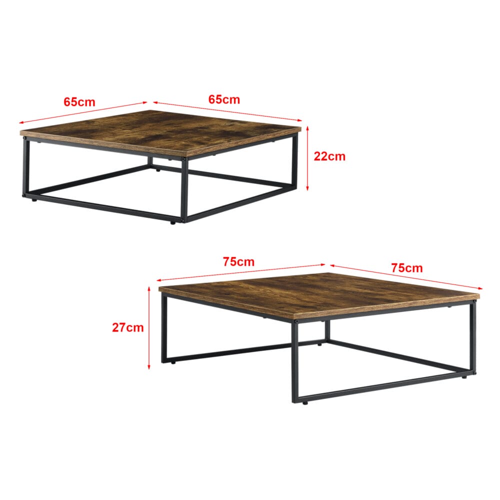 Couchtischset Haninge 2er Set rund Dunkler Holzton