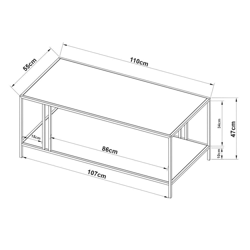 Couchtisch Kumlinge 110x55x47cm Schwarz