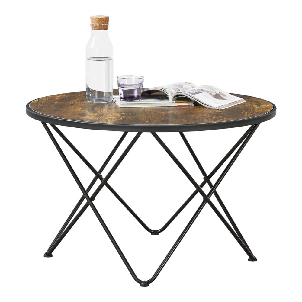 Couchtisch Goskamark 80x50 cm Stahlgestell Dunkler Holzton