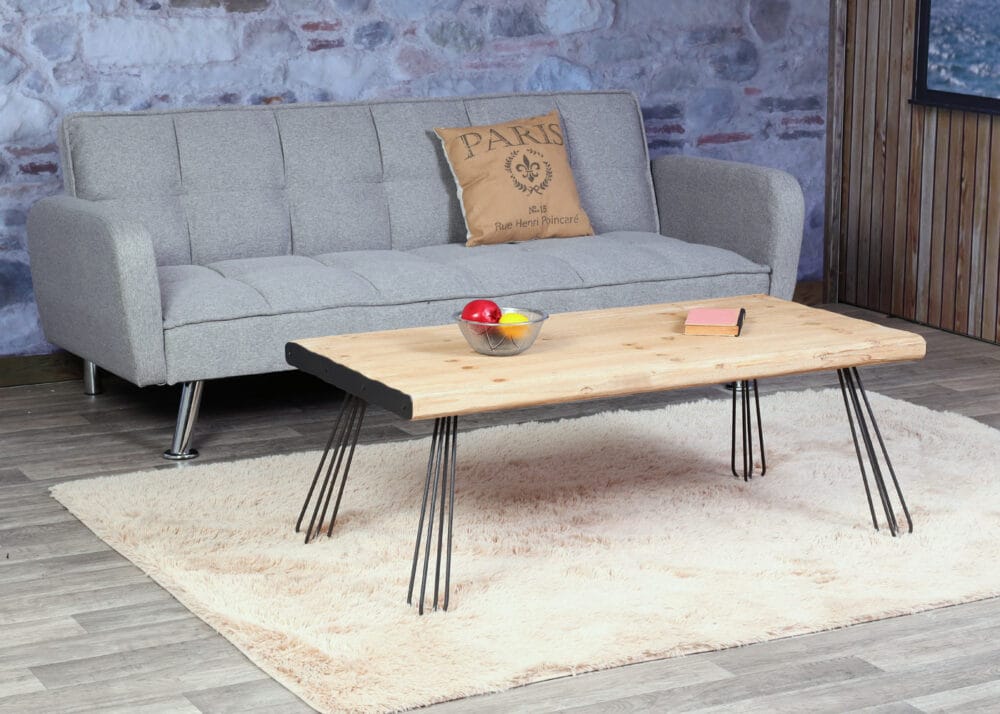 Couchtisch Industrial Massiv-Holz 120x60cm natur