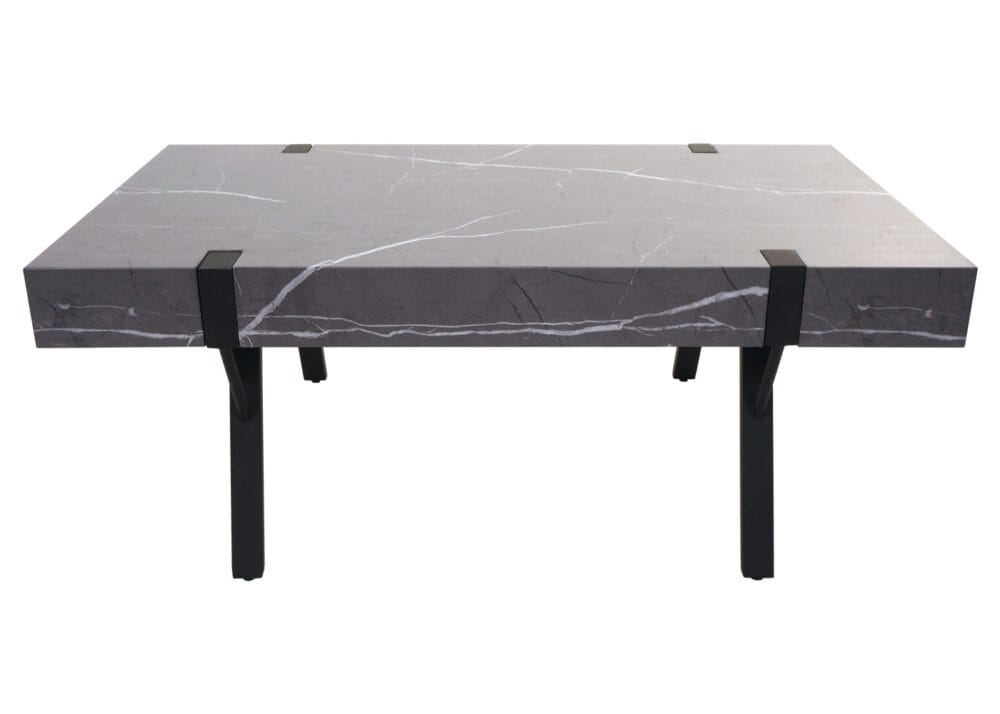 Couchtisch JAM-L54 Metall 43x110x60cm Marmor-Optik grau