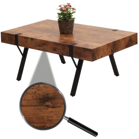Couchtisch JAM-L54 Metall 43x110x60cm dunkle Wildeiche