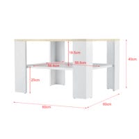 Couchtisch Aachen 60x60x40 cm mit Ablage Weiss/Eichenoptik