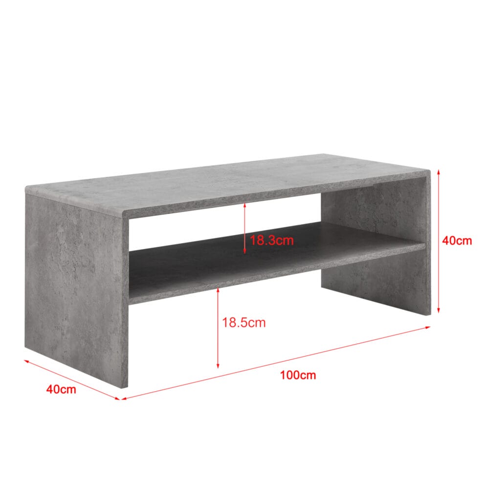 Couchtisch Trier 100x40x40 cm mit Ablage Betonoptik