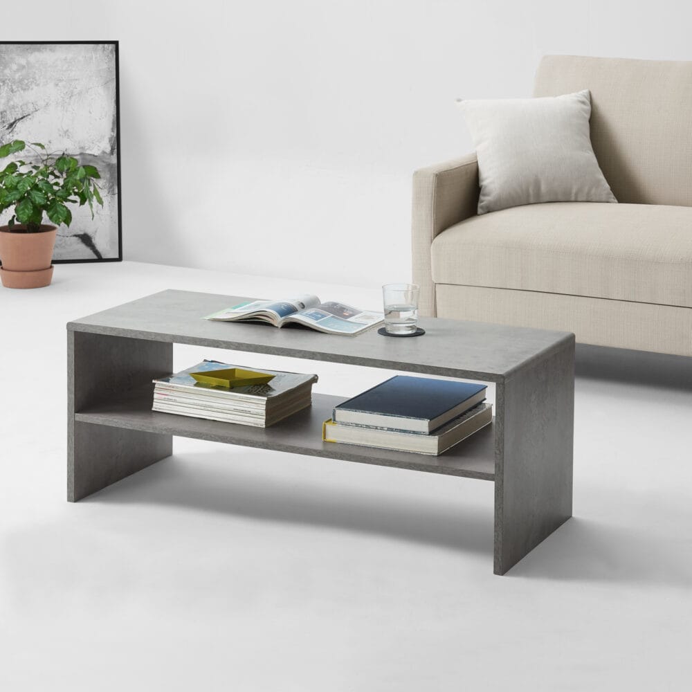 Couchtisch Trier 100x40x40 cm mit Ablage Betonoptik