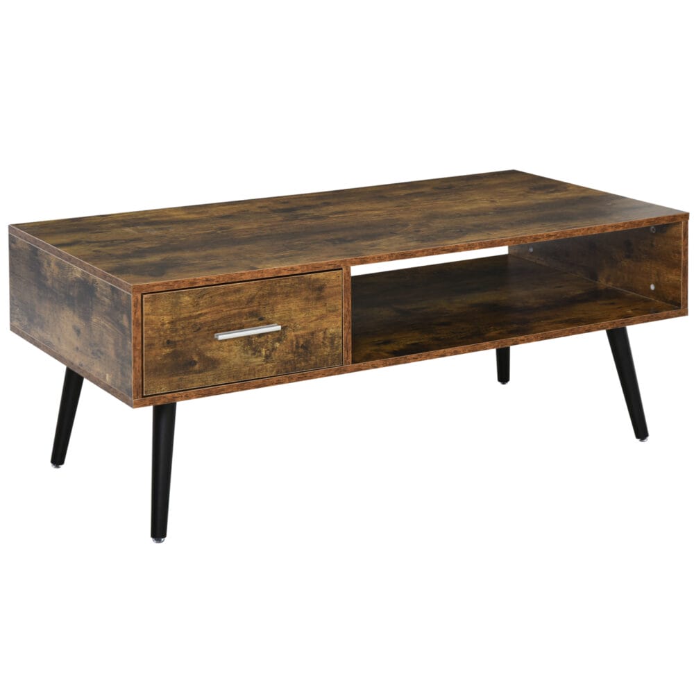 Couchtisch Rustik Look Wohnzimmertisch mit Schublade
