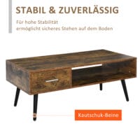 Couchtisch Rustik Look Wohnzimmertisch mit Schublade