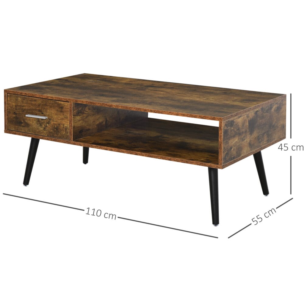 Couchtisch Rustik Look Wohnzimmertisch mit Schublade