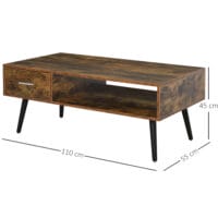Couchtisch Rustik Look Wohnzimmertisch mit Schublade