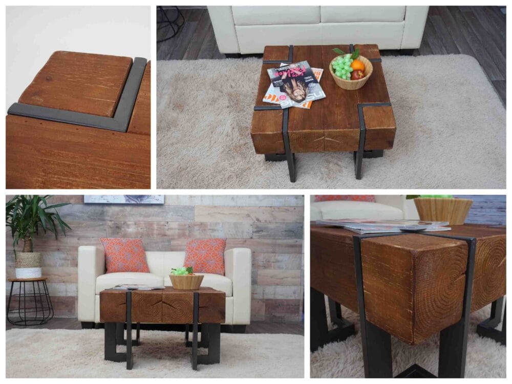 Couchtisch Tanne Holz rustikal massiv braun 60x60cm
