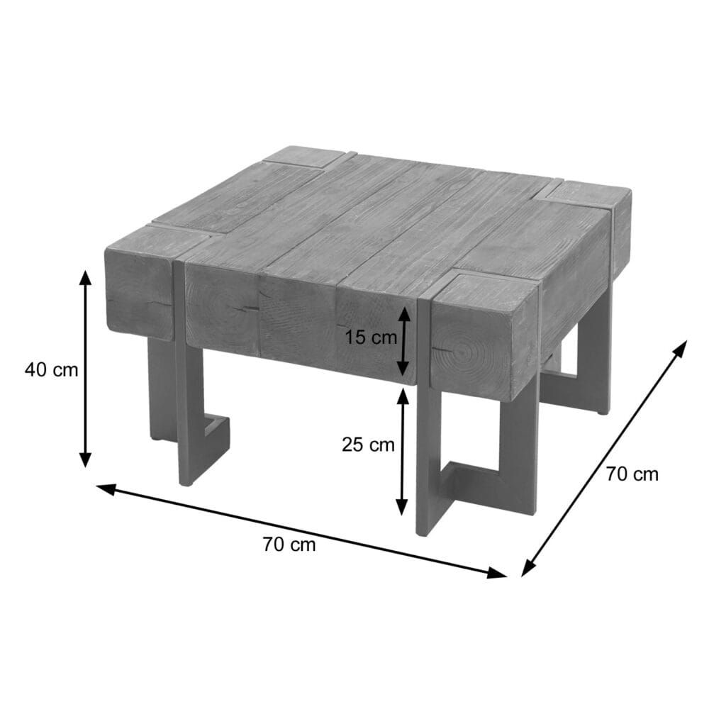 Couchtisch Tanne Holz rustikal massiv braun 70x70cm