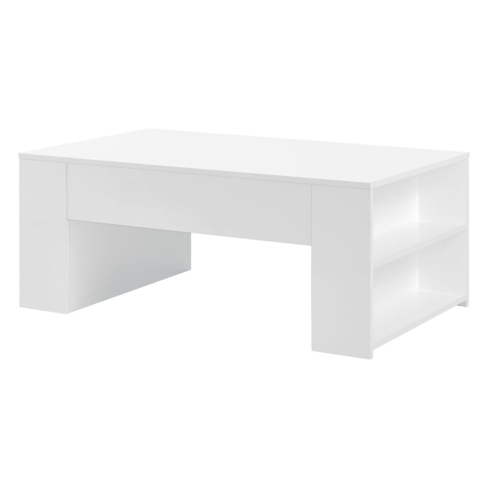 Couchtisch Vellinge 100x60x42 cm mit 2 Seitenfächer Weiss Hochglanz