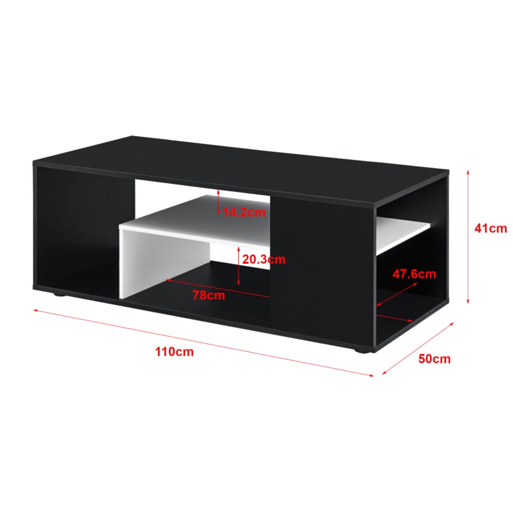 Couchtisch Osby 41x110x50 cm Schwarz/Weiss