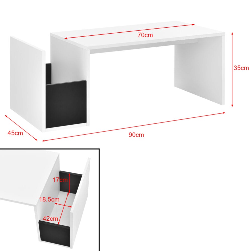 Couchtisch Bollnäs 90x45x35 cm mit Ablagefach Weiss