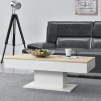 Couchtisch Lünen 40x110x60cm mit 2 Staufächer Eicheoptik Weiss