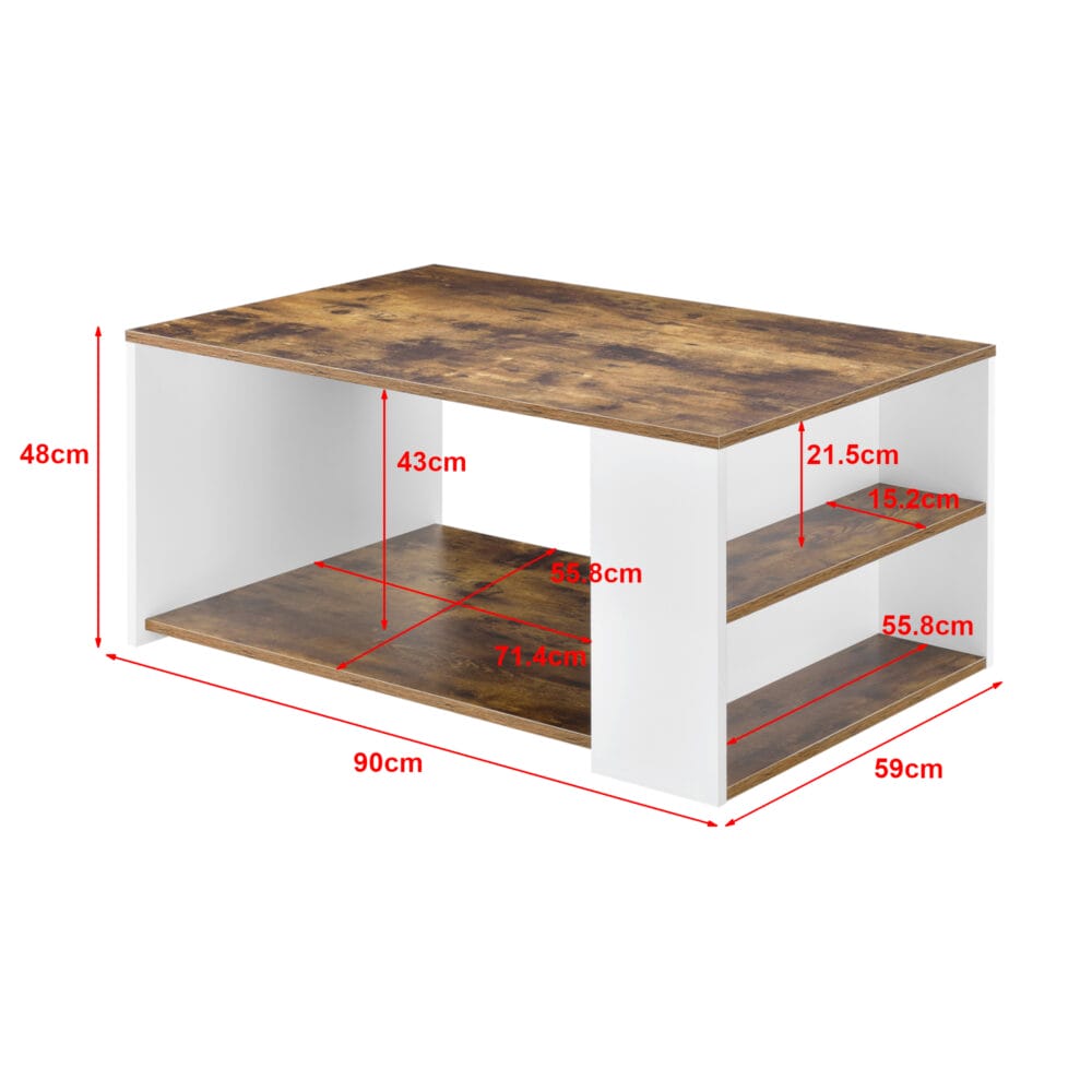Couchtisch Filipstad 43x71x56 cm Weiss/Eiche dunkel