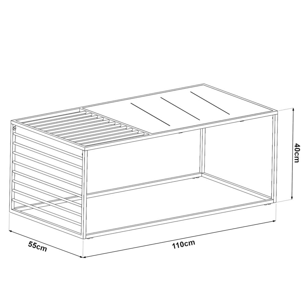 Couchtisch Korsnäs 40x110x55cm Schwarz/Holzoptik