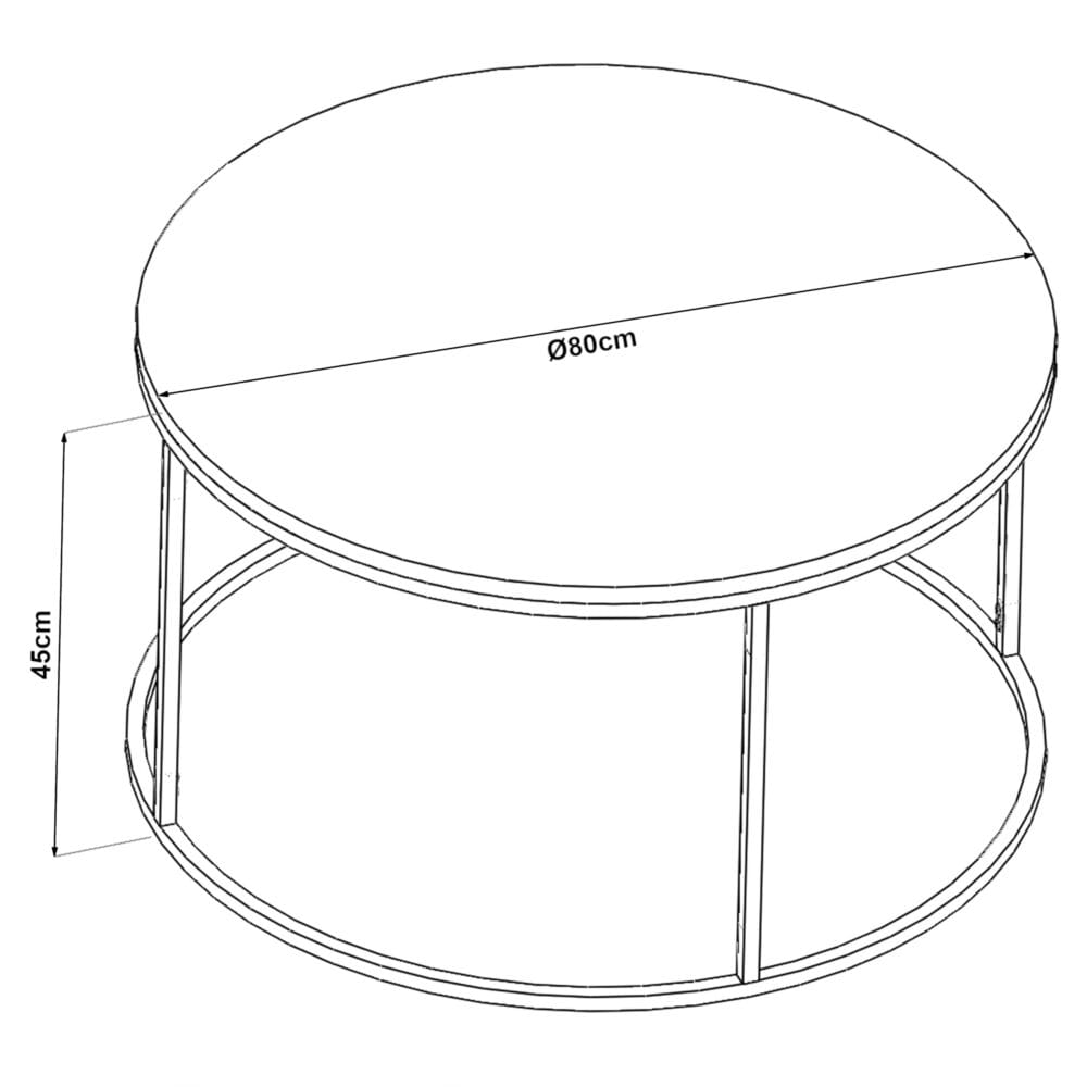 Couchtisch Kolari aus Klarglas 45xØ80cm Schwarz/Transparent