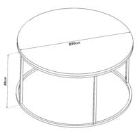 Couchtisch Kolari aus Klarglas 45xØ80cm Schwarz/Transparent